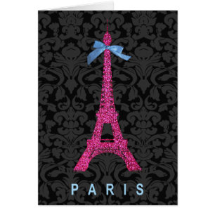 La tour Eiffel rose-chaud en faux parties scintill
