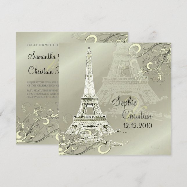 LA TOUR EIFFEL TOWE WEDDING INVITATIONS (Devant / Derrière)