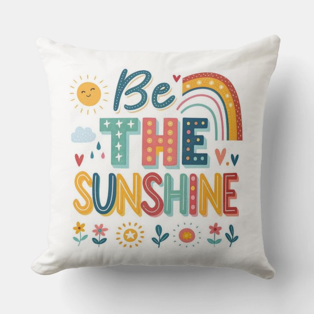 La typographie Sunshine Lance Oreiller avec arc-en (Recto)