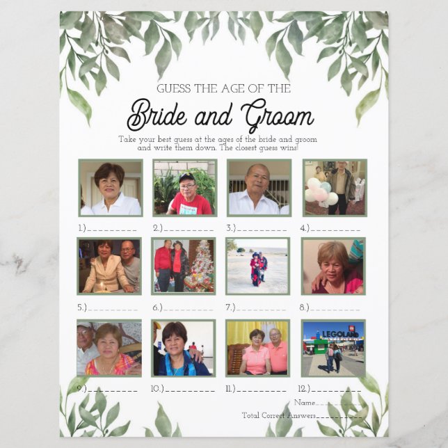 La verdure devine l'âge de la mariée et de la cham (Devant)