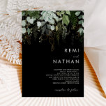 La verdure et la feuille d'or | Faire-part de mari<br><div class="desc">Nous avons conçu cette feuille verte et or | faire-part de mariage noir pour compléter votre mariage boho simple mais élégant. Il présente des feuilles modernes d'eucalyptus vert et blanc, du feuillage de fougères, une fleur succulente et un minimum de feuilles de feuille d'or. Ces éléments donnent l'impression d'une forêt...</div>