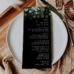 La verdure et la feuille d'or | Menu du dîner Mari<br><div class="desc">Nous avons conçu cette verdure et cette feuille d'or | menu de dîner mariage noir pour compléter votre mariage boho simple mais élégant. Il présente des feuilles modernes d'eucalyptus vert et blanc, du feuillage de fougères, une fleur succulente et un minimum de feuilles de feuille d'or. Ces éléments donnent l'impression...</div>
