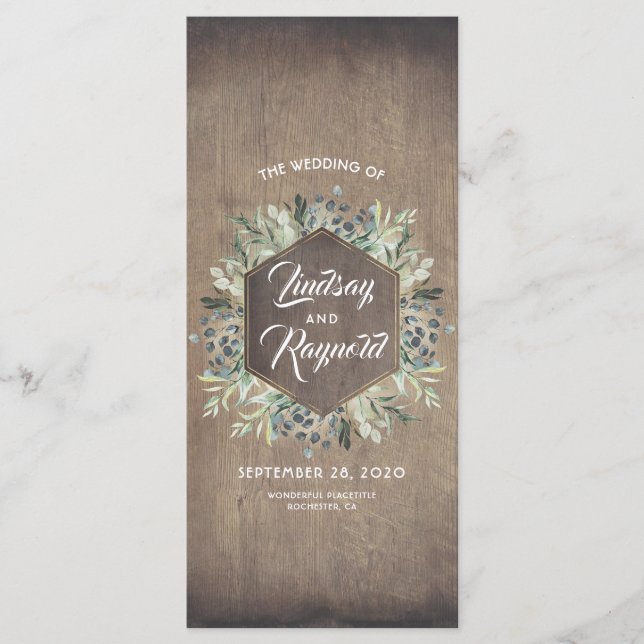 La verdure | Rustic Country Grn Wedding Programmes (Devant)