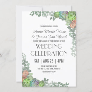 La verdure Succulente Mariage Invitations