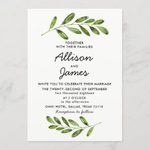 La verdure tressent le faire-part de mariage