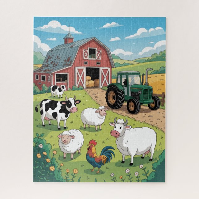 La vie animale sur le puzzle de la ferme (Vertical)