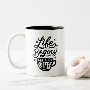 La vie commence après le café, mug à café bicolore