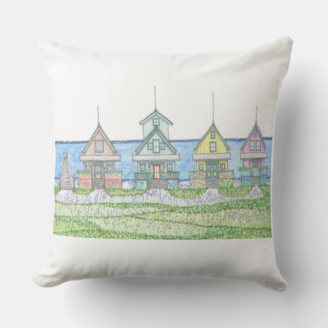 La vie de cabane de plage 1; Coussin d'extérieur;  (Recto)
