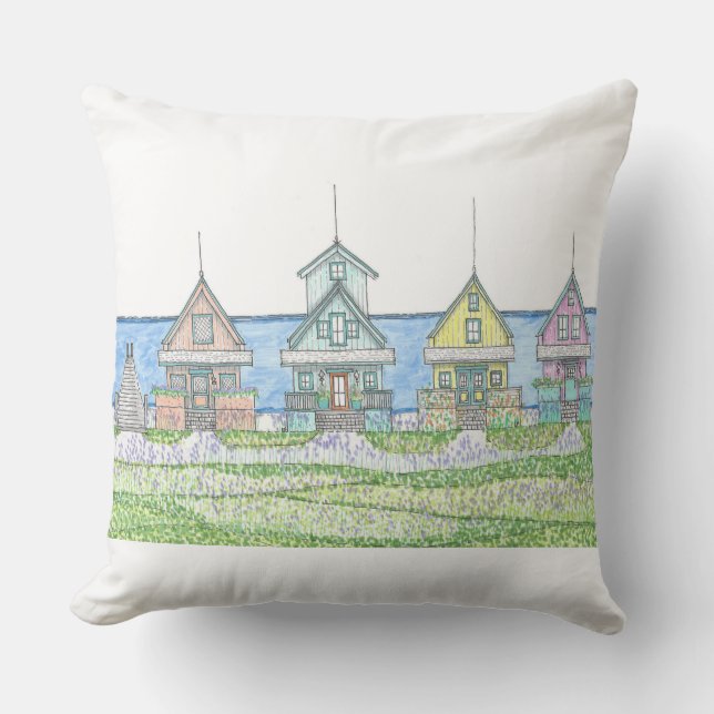 La vie de cabane de plage 1; Coussin extérieur; Bl (Recto)