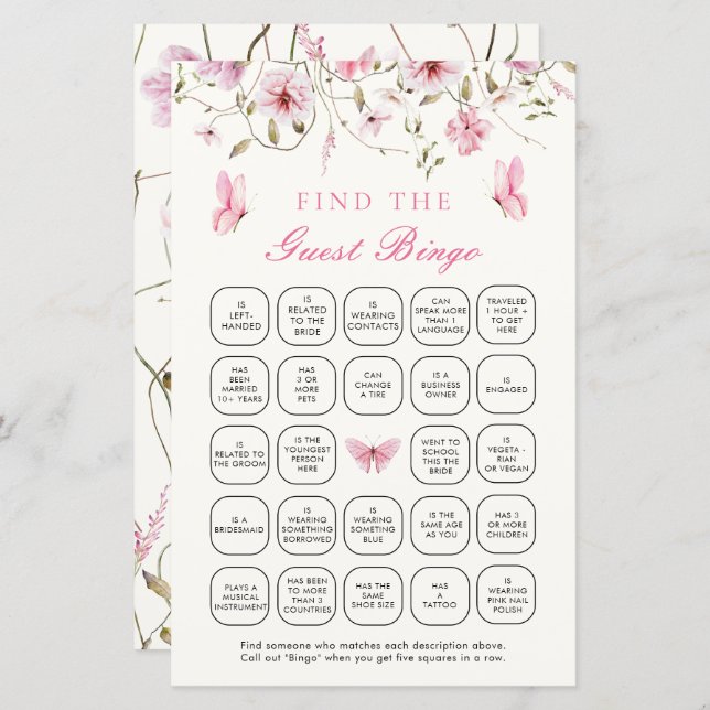 La vie des papillons Trouvez le jeu de Bingo invit (Devant / Derrière)