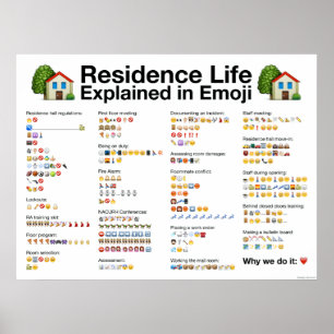 La vie en résidence expliquée en affiche Emoji