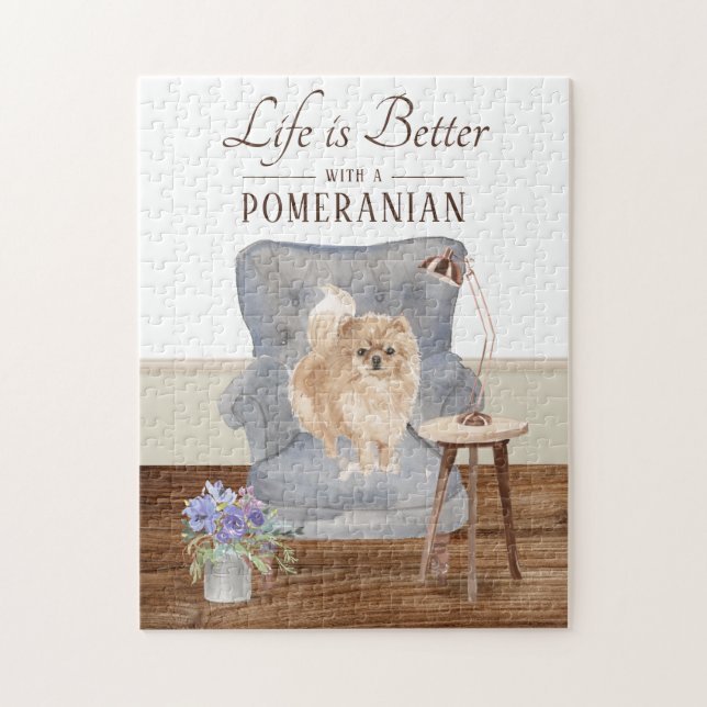 La Vie Est Avec Un Puzzle POMERANIEN (Vertical)