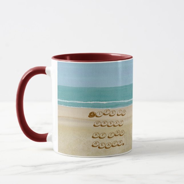 La vie est belle à la plage, mugs de plage (Gauche)
