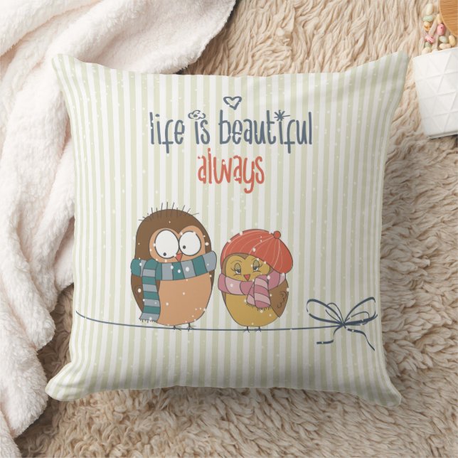 La vie est belle Petites Oiseaux Jeter Oreiller (Couverture)