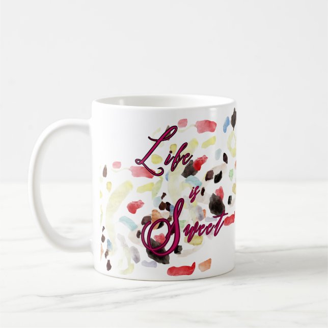 La vie est douce Moderne Colorée Abstraite Mug caf (Gauche)