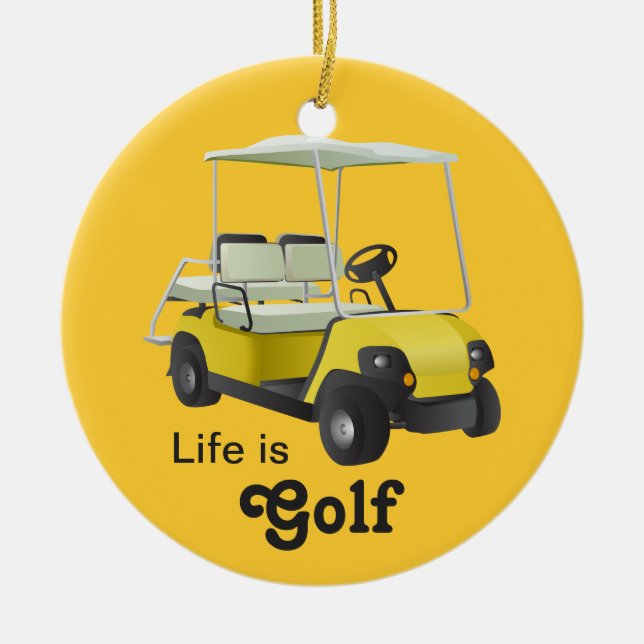 La vie est Golf Golf Golf Panier Jaune Ornement (Devant)