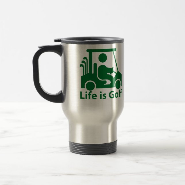La vie est Golf Golf Golf Panier Vert Voyage Mug (Gauche)