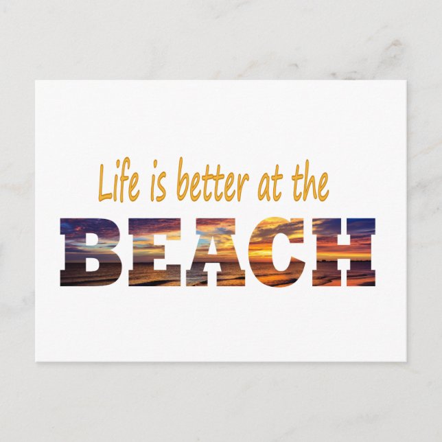 La vie est meilleure à la carte postale de plage (Devant)