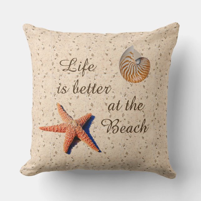 La vie est meilleure à la plage coussin (Recto)