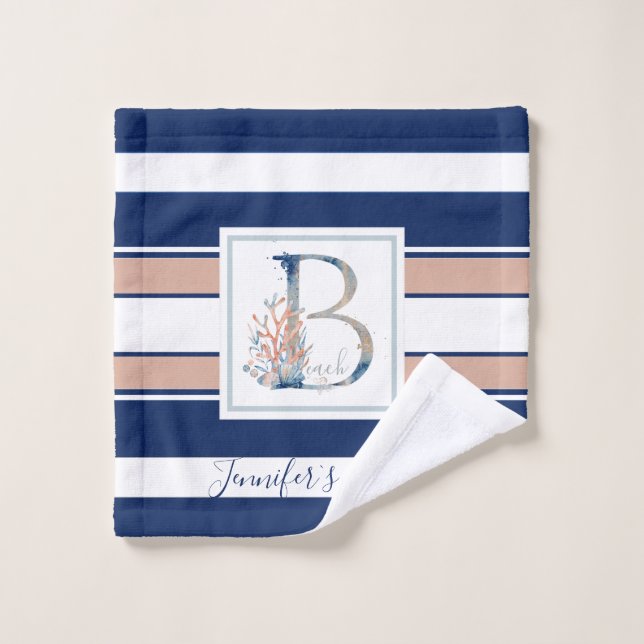 La vie est meilleure à l'aquarelle rose bleu Plage (Gant de toilette)