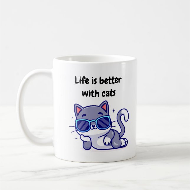 La vie est meilleure avec la tasse de chats (Gauche)
