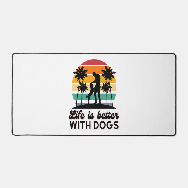 La vie est meilleure avec les chiens Retro Sunset  (Recto)