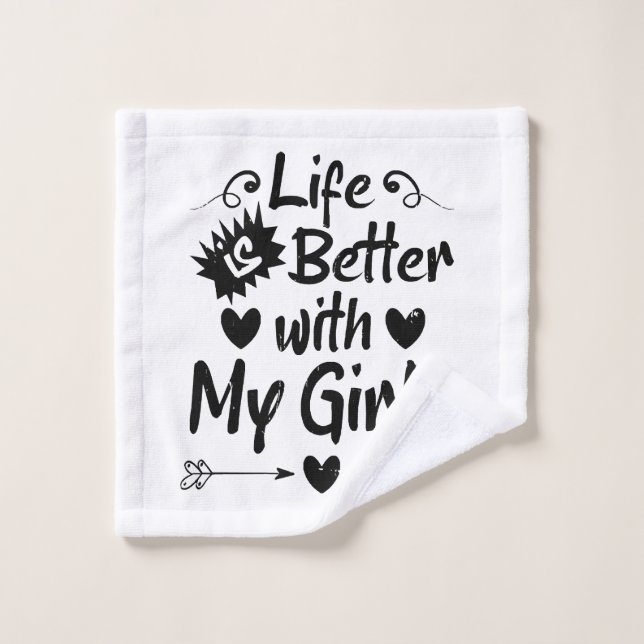 La vie est meilleure avec mes filles (Gant de toilette)