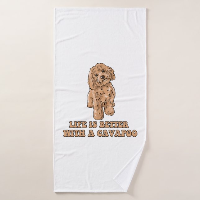 La Vie Est Meilleure Avec Un Cavapou - Drôle Amate (Serviette de bain)