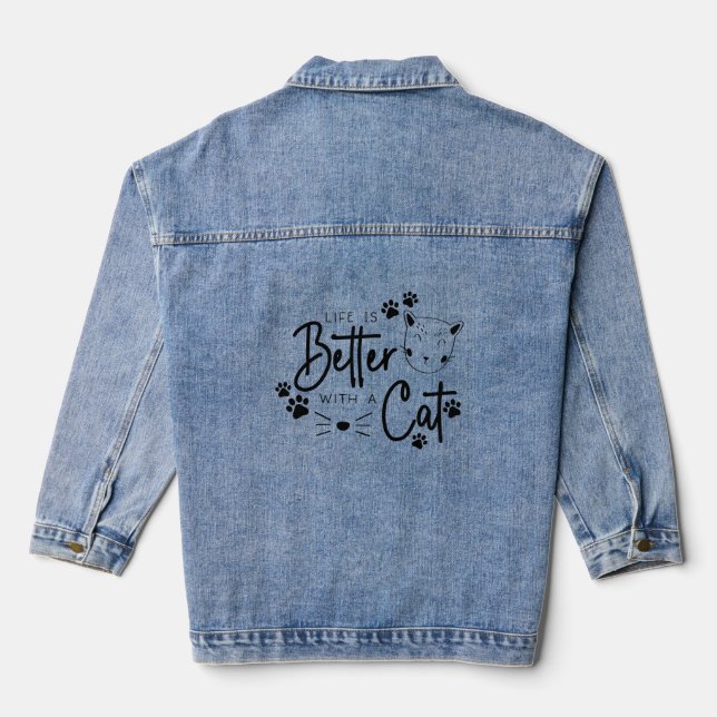 La vie est meilleure avec une veste Denim Cat (Verso)