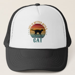 LA VIE EST MIEUX AVEC UN CHAT CASQUETTE DE CAMIONN