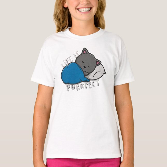 La vie est parfaite - T-shirt Chat couché (Devant)