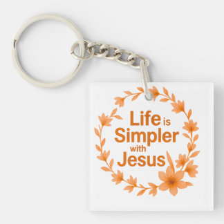 La vie est plus simple avec Jésus porte-clés en ac