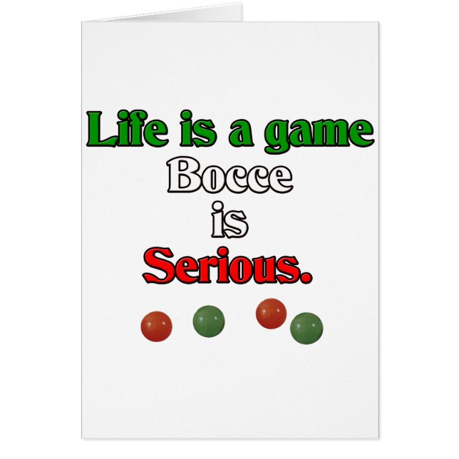 La vie est un jeu. Bocce est sérieux (Devant)