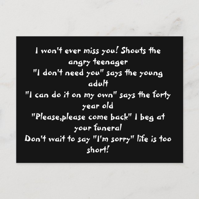 la vie est une carte postale courte (Devant)