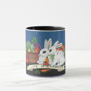 "La vie est une fête" Mignonne lapin lapin Mug