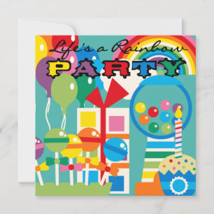 La vie est une invitation d'anniversaire arc-en-ci