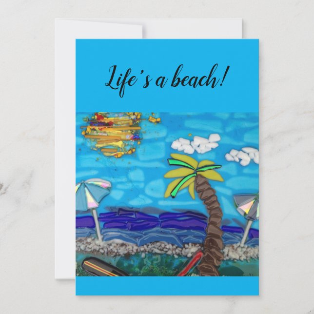La vie est une plage (invitation, merci, carte bla (Devant)