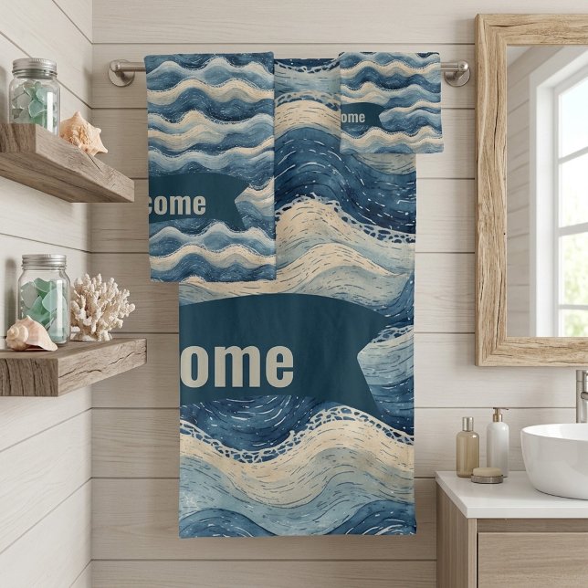 La vie océanique à marée basse Maison de plage côt (Low Tide Ocean Life Coastal Beach House Welcome Bath Towel Set)