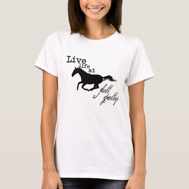 La vie vivante au plein T-shirt de cheval de galop (Devant)