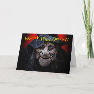 La vieille carte de Halloween de sorcière