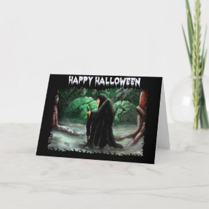 La vieille carte d'Halloween en pierre