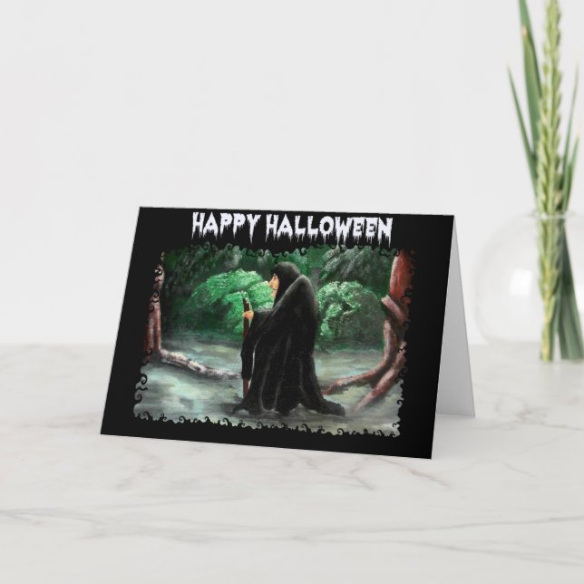 La vieille carte d'Halloween en pierre (Devant)