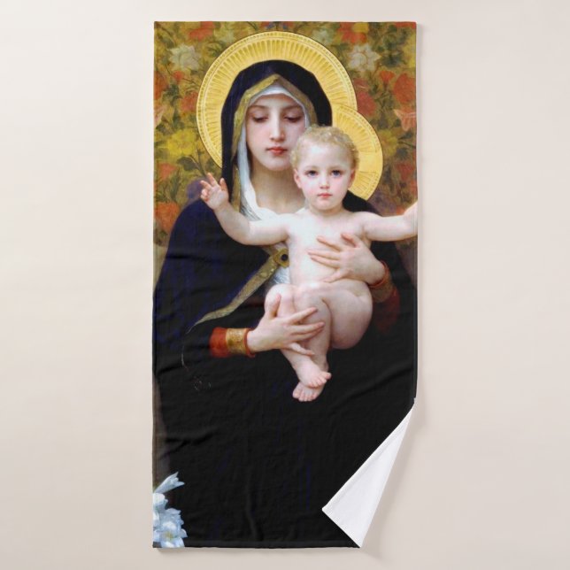 La Vierge au lys, Bouguereau (Serviette de bain)
