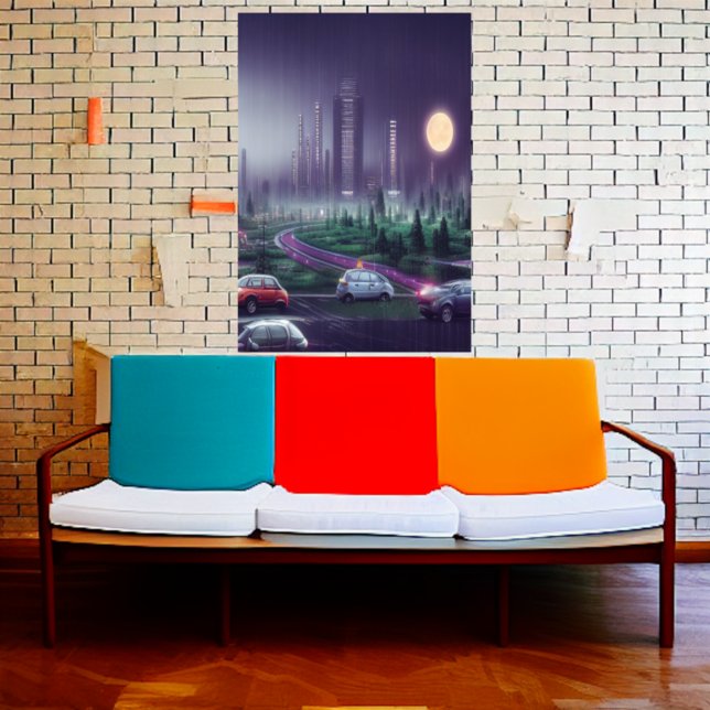 La ville dans la nuit | AI Art Poster (Créateur téléchargé)