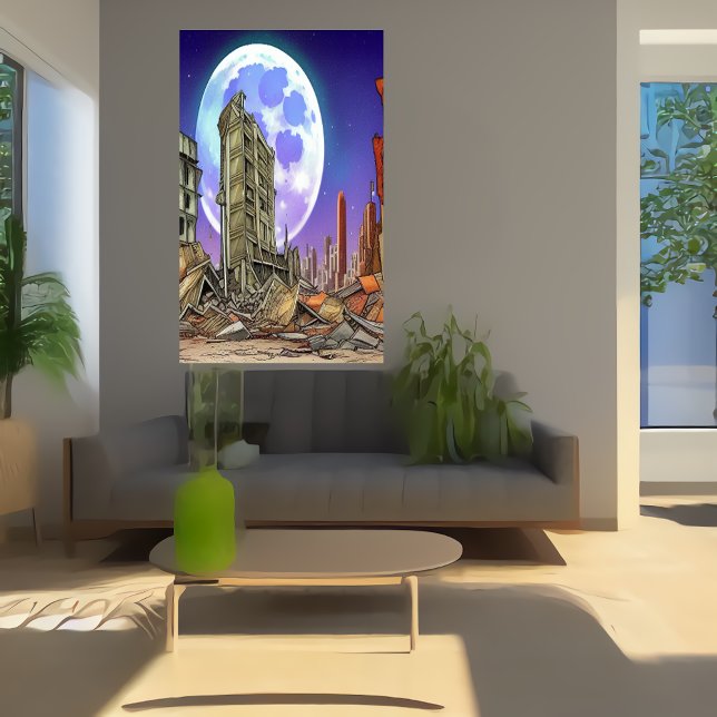 La ville détruite | AI Art Poster (Créateur téléchargé)