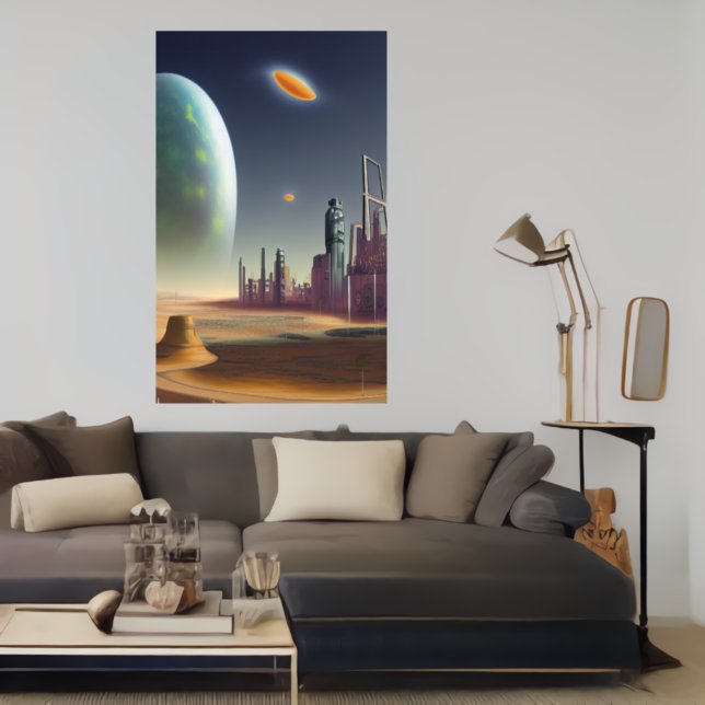 La ville sur une planète alien | AI Art Poster (Créateur téléchargé)