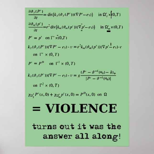 La violence est la réponse Affiche drôle imprimée  (Devant)