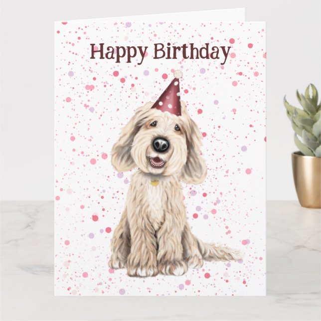 Labradoodle, Bonne carte d'anniversaire (Petite plante)
