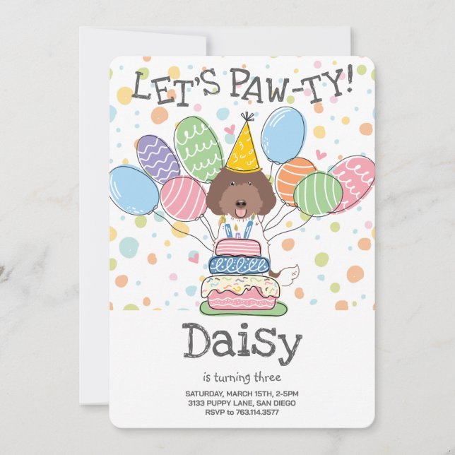 Labradoodle Chien Anniversaire Fête Invitation (Devant)