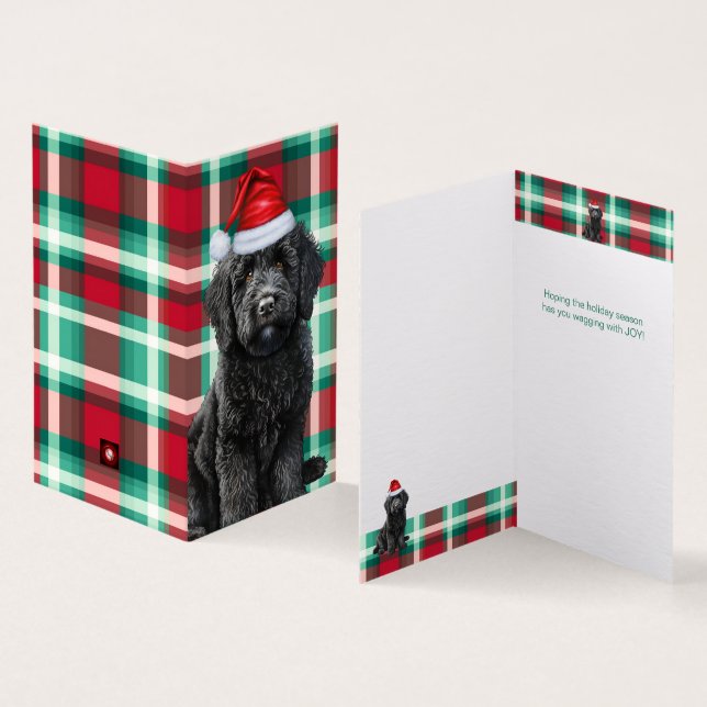 Labradoodle lisse Carte de Noël Plaid (Inside and Outside)
